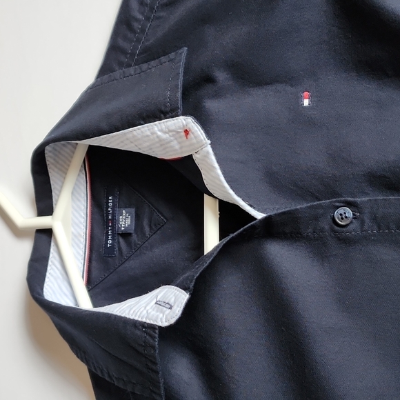 Tommy Hilfiger Navy Blue Button Up Long Sleeve Shirt Dress - Picture 5 of 12